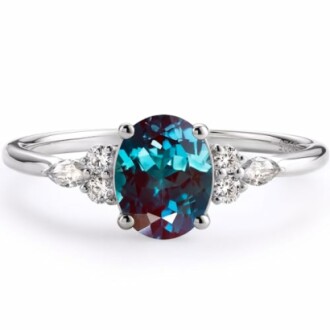 Engagement Rings for Women, Alexandrite Oval Cut Promise Ring