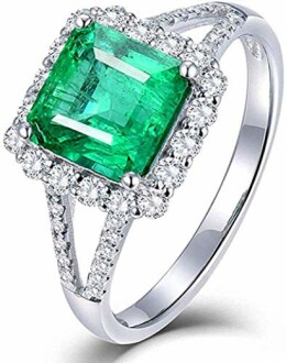 Beautiful natural green emerald diamonds engagement ring