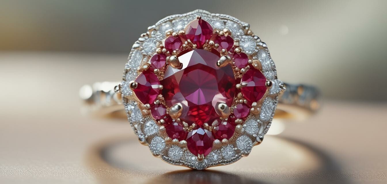 Ruby Engagement Ring with Halo Setting